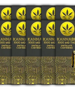 Ten boxes of Kannabu single cartridge cannabis vapes.